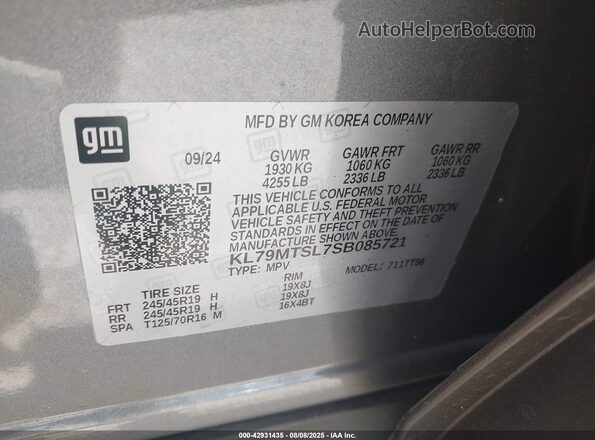 KL79MTSL7SB085721 2025 CHEVROLET TRAILBLAZER Gray ძრავის განყოფილების ხედი