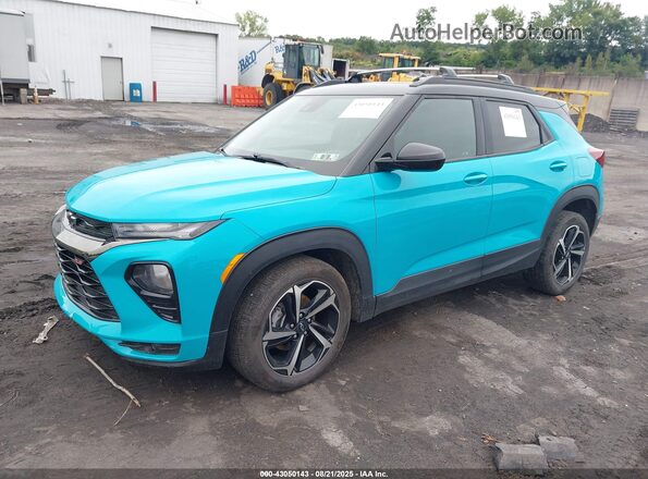 KL79MUSL4MB102838 2021 CHEVROLET TRAILBLAZER Turquoise წინა მარცხენა ხედი სამი მეოთხედიდან
