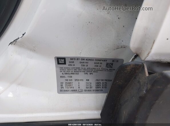 KL79MVSL4MB072522 2021 CHEVROLET TRAILBLAZER White Engine compartment view