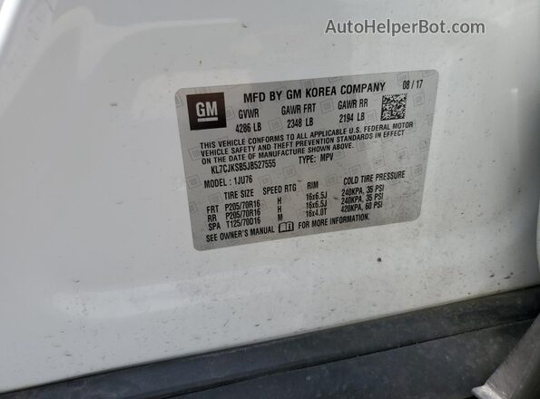 KL7CJKSB5JB527555 2018 CHEVROLET TRAX White 