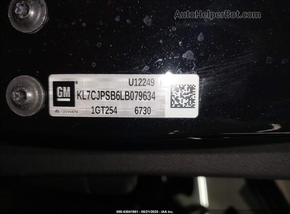 KL7CJPSB6LB079634 2020 CHEVROLET TRAX Black ძრავის განყოფილების ხედი