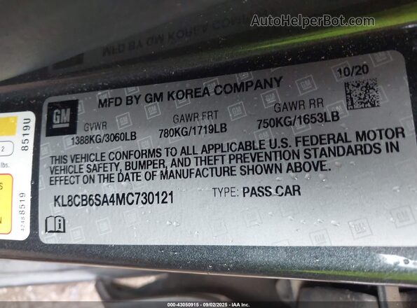 KL8CB6SA4MC730121 2021 CHEVROLET SPARK Черный Вид подкапотного пространства