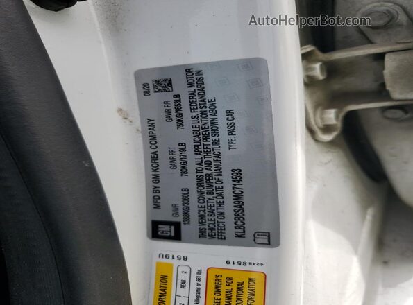 KL8CB6SA9MC714593 2021 CHEVROLET SPARK White Widok naklejki z numerem VIN