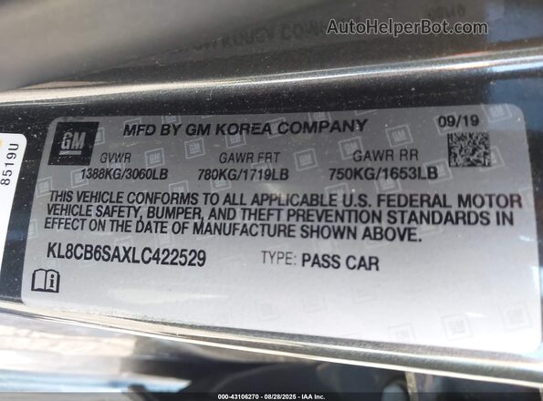 KL8CB6SAXLC422529 2020 CHEVROLET SPARK Gray Engine compartment view