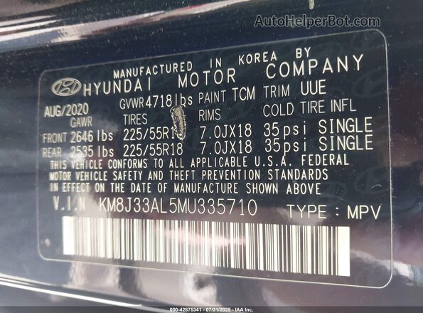 KM8J33AL5MU335710 2021 HYUNDAI TUCSON Black 