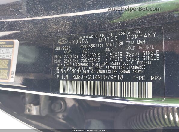 KM8JFCA14NU079518 2022 HYUNDAI TUCSON HYBRID Black 