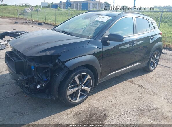 KM8K33A56MU705472 2021 HYUNDAI KONA Black Առջևի ձախ երեք քառորդ տեսարան