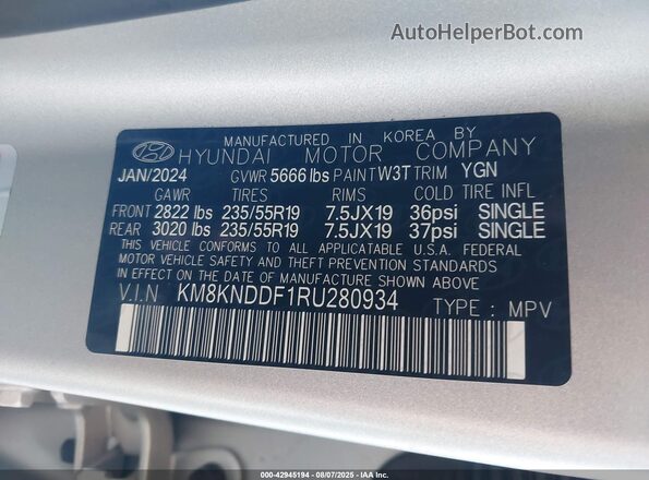 KM8KNDDF1RU280934 2024 HYUNDAI IONIQ 5 Silver Vista del compartimento del motor