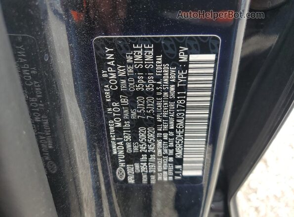 KM8R5DHE6MU317811 2021 HYUNDAI PALISADE Black 