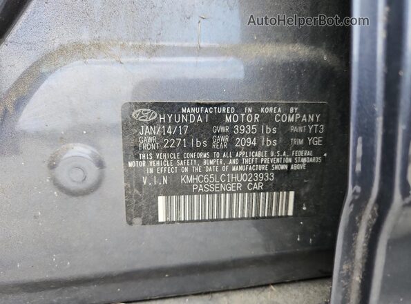 KMHC65LC1HU023933 2017 HYUNDAI IONIQ Gray 
