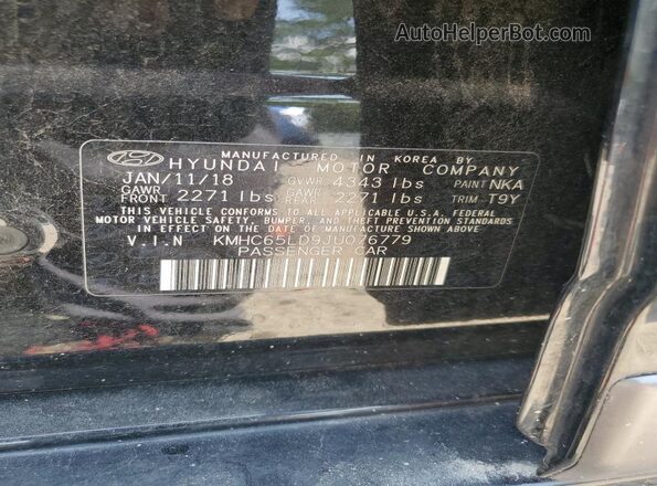 KMHC65LD9JU076779 2018 HYUNDAI IONIQ Black 