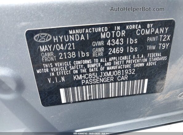 KMHC85LJXMU081932 2021 HYUNDAI IONIQ ELECTRIC Silver Widok komory silnika