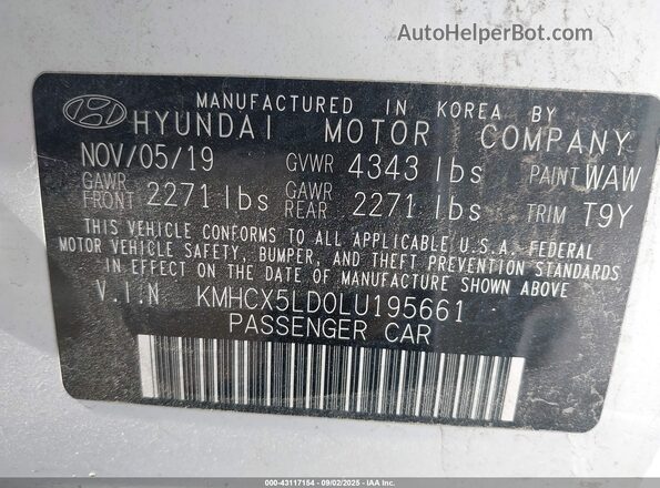 KMHCX5LD0LU195661 2020 HYUNDAI IONIQ PLUG-IN HYBRID White 