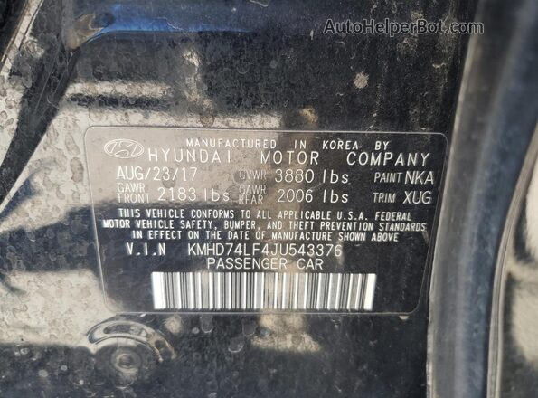 KMHD74LF4JU543376 2018 HYUNDAI ELANTRA Black 
