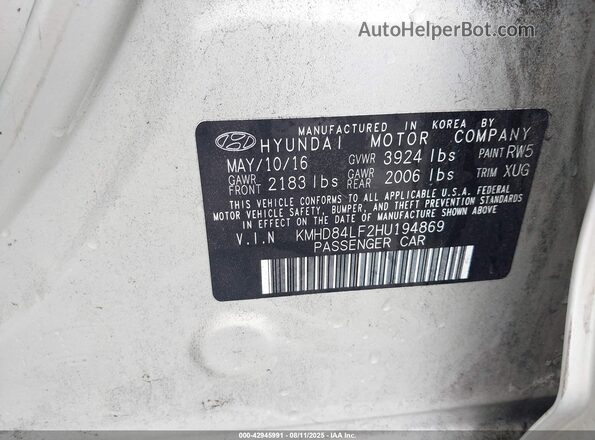 KMHD84LF2HU194869 2017 HYUNDAI ELANTRA Gold Вид підкапотного простору