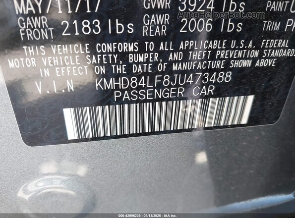 KMHD84LF8JU473488 2018 HYUNDAI ELANTRA Белый 