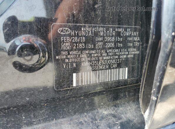 KMHH35LE5JU058237 2018 HYUNDAI ELANTRA Черный 