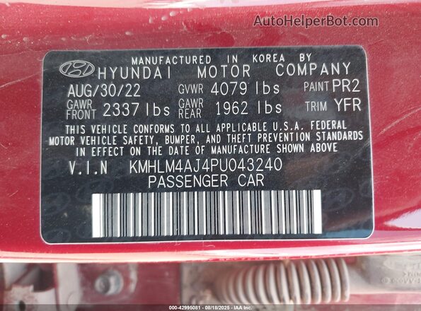 KMHLM4AJ4PU043240 2023 HYUNDAI ELANTRA Red 