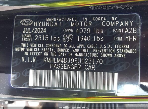 KMHLM4DJ9SU123170 2025 HYUNDAI ELANTRA HYBRID Черный 