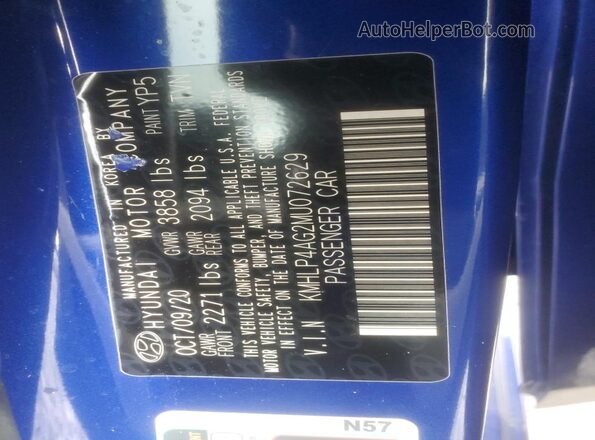KMHLP4AG2MU072629 2022 HYUNDAI ELANTRA Blue Вид підкапотного простору