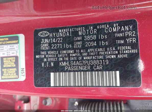 KMHLS4AG7PU388319 2023 HYUNDAI ELANTRA Red Engine compartment view