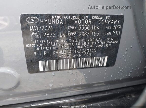 KMHM34AC1RA080145 2024 HYUNDAI IONIQ 6 Gray Շարժիչի բաժամունքի տեսք