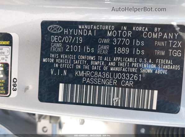 KMHRC8A36LU033261 2020 HYUNDAI VENUE Silver 