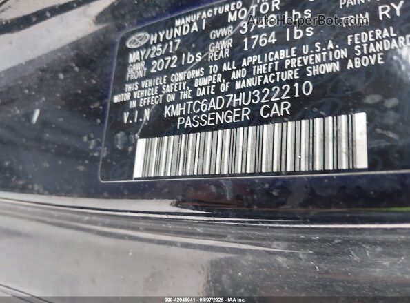 KMHTC6AD7HU322210 2017 HYUNDAI VELOSTER Black Engine compartment view