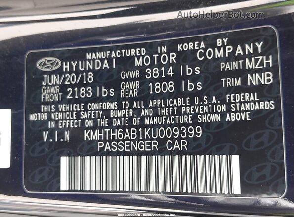 KMHTH6AB1KU009399 2019 HYUNDAI VELOSTER Black Вид підкапотного простору