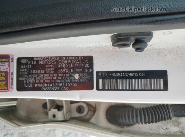 KNADM4A32H6115758 2017 KIA RIO Белый 