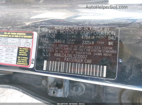 KNALC4J16L5231007 2020 KIA CADENZA Dark Blue Вид підкапотного простору
