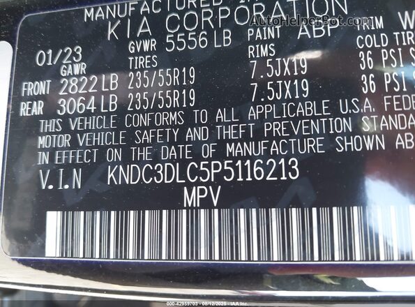 KNDC3DLC5P5116213 2023 KIA EV6 Black Вид підкапотного простору