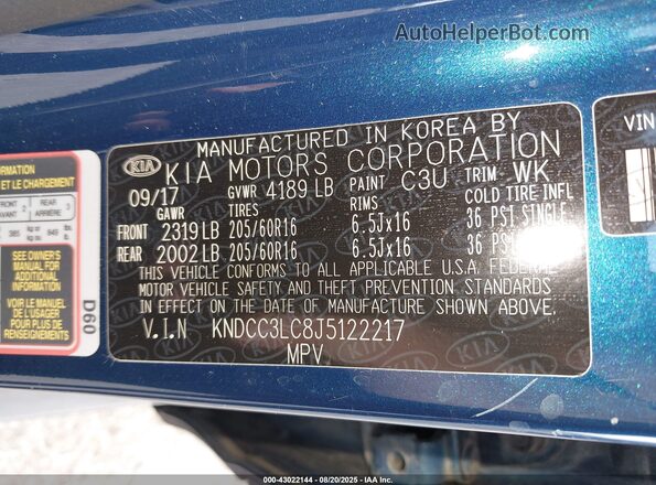 KNDCC3LC8J5122217 2018 KIA NIRO Blue 