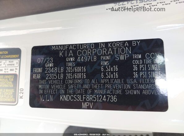 KNDCS3LF8R5124736 2024 KIA NIRO White Engine compartment view
