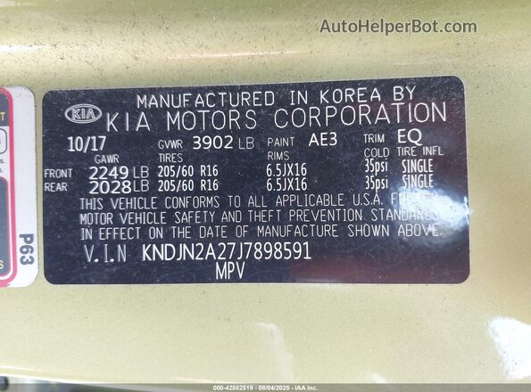 KNDJN2A27J7898591 2018 KIA SOUL Green 