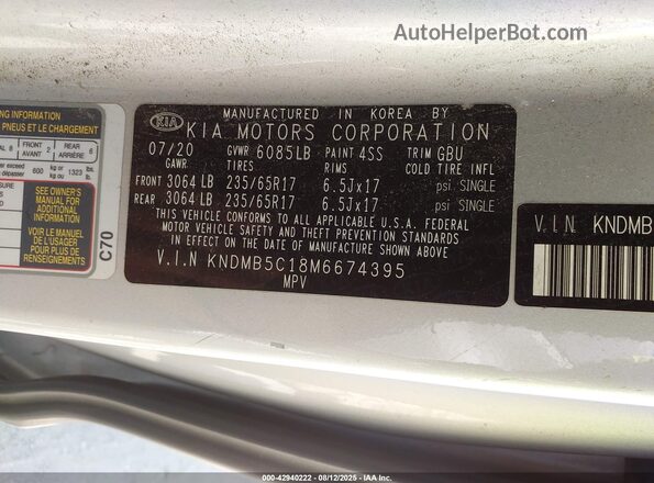KNDMB5C18M6674395 2021 KIA SEDONA Silver 