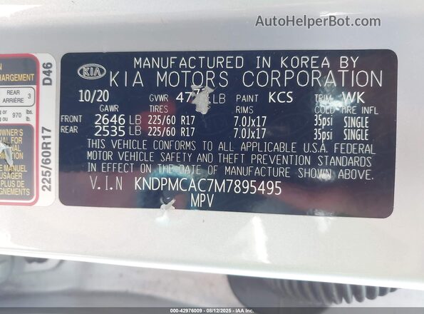 KNDPMCAC7M7895495 2021 KIA SPORTAGE Silver Вид підкапотного простору
