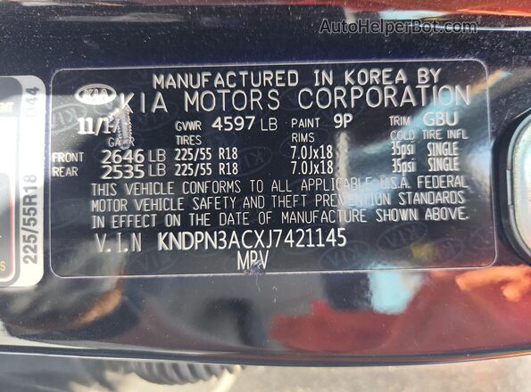 KNDPN3ACXJ7421145 2018 KIA SPORTAGE Black 