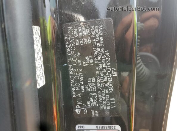 KNDPN3ACXJ7433344 2018 KIA SPORTAGE Black 