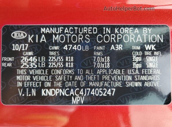 KNDPNCAC4J7405247 2018 KIA SPORTAGE Red 