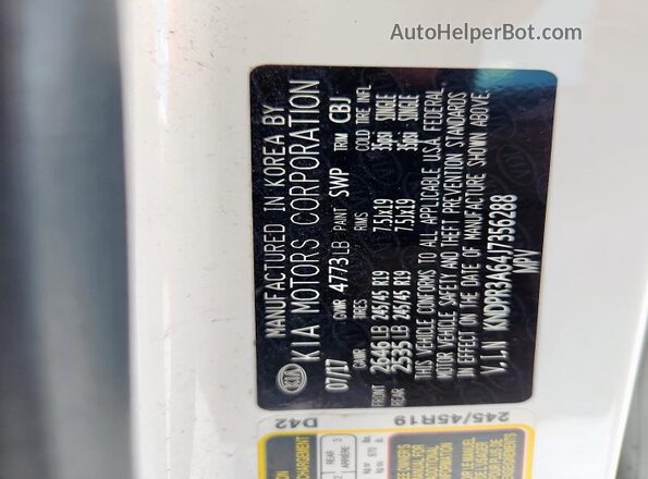KNDPR3A64J7356288 2018 KIA SPORTAGE White 