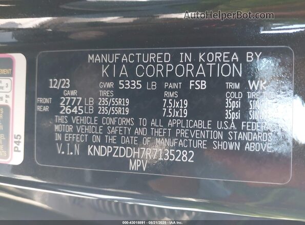 KNDPZDDH7R7135282 2024 KIA SPORTAGE PLUG-IN HYBRID Black Vista del compartimento del motor