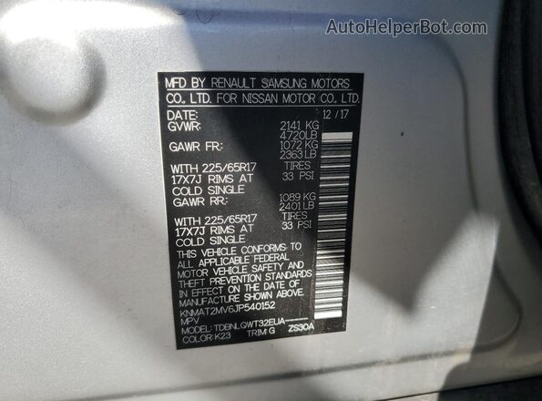 KNMAT2MV6JP540152 2018 NISSAN ROGUE Silver 