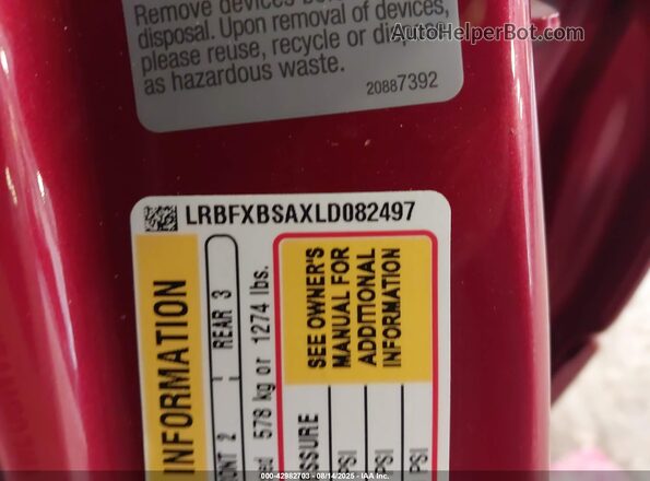 LRBFXBSAXLD082497 2020 BUICK ENVISION Red Vista del compartimento del motor