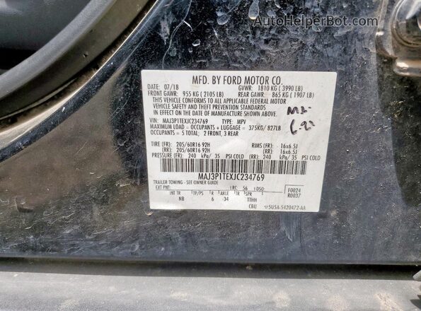 MAJ3P1TEXJC234769 2018 FORD ECOSPORT Черный 