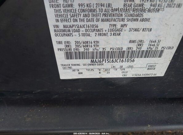 MAJ6P1SL6JC161056 2018 FORD ECOSPORT Black 