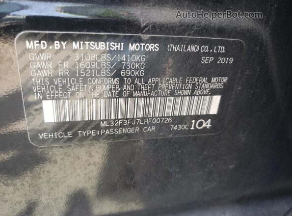 ML32F3FJ7LHF00726 2020 MITSUBISHI MIRAGE Черный Вид подкапотного пространства