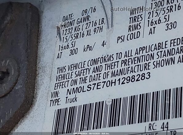 NM0LS7E70H1298283 2017 FORD TRANSIT CONNECT Blue VIN կոդի պիտակի տեսք