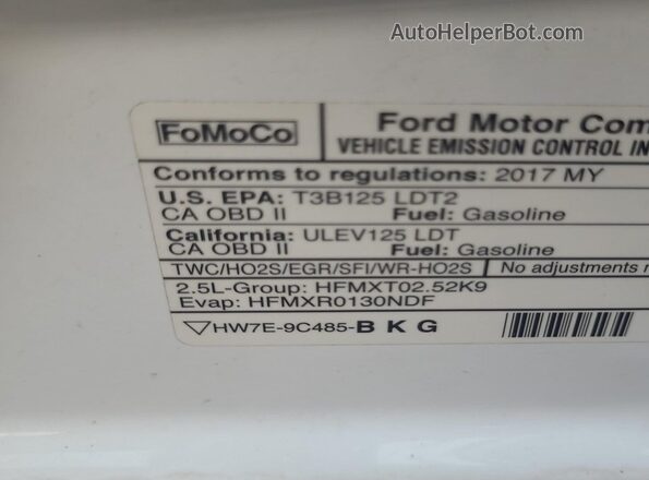 NM0LS7E76H1293802 2017 FORD TRANSIT CONNECT  Вид наклейки с VIN-кодом