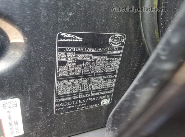 SADCT2EX7RA729663 2024 JAGUAR F-PACE Gray VIN sticker view